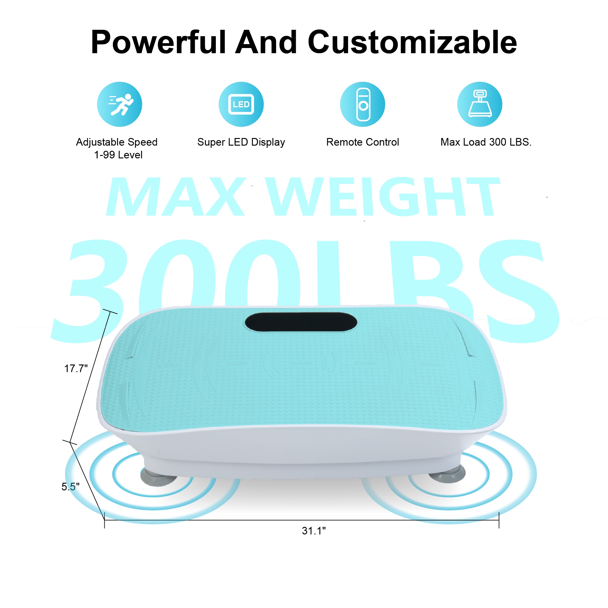 Silent Vibration Platform Crazy Fitness Massage 10-Frequency Weight Loss & Fat Burner Body Shaking Machine For Unisex Blue_voghion.com